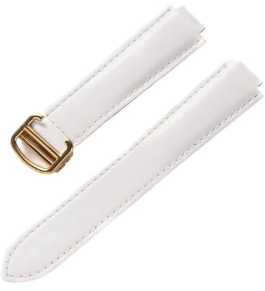 BQAXUREW EDVENA Kompatibel Mit Cartier Blue Balloon Strap, Herrenarmband, Damenarmband, Konvexem, Weichem Lederarmband, Faltschließe, Uhrenzubehör(White Gold Buckle,16X8mm)