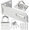 Litensh Cerradura de puerta de acero inoxidable de 7,6 cm con candado, cierre de seguridad, cierre de seguridad para puerta, extra grueso, para dormitorio, garaje, ventana, color plateado