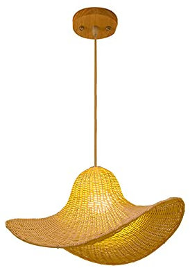JWBXFYXW Matériau Naturel Lustre en Bambou Style Japonais Lampes suspendues en Bambou Rotin tissé en Osier Lampe Suspendue à la Main Parapluie Abat-Jour Lustre Plafonnier pour Salon