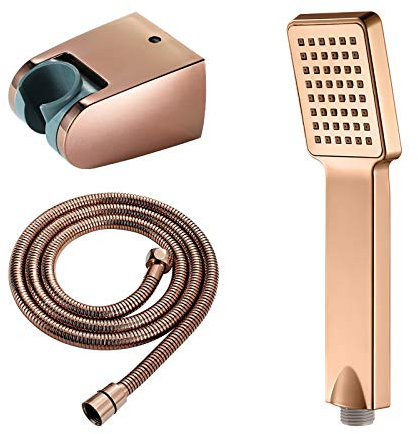 Shower Head Juego de Cabezal de Ducha de Mano de Oro Rosa Juego de Cabezal de Ducha de Mano de Alta presión, rociador de Ducha de Mano Universal con Soporte y Manguera de Ducha de Acero Inoxidable de