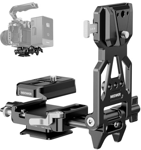 NEEWER Faltbare, leichte V Mount Akku Plate mit Arca Typ QR Platte, abnehmbare Basisplatte, kompatibel mit SmallRig Kamerakäfig Video Rig DJI RS4, RS3, Gimbal, PS015 PRO