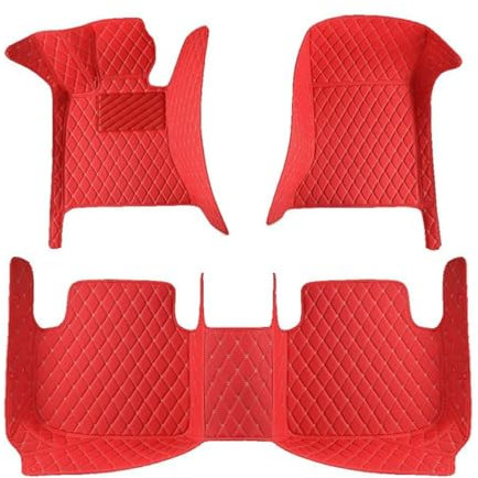 LZGQAZ Custom Fussmatten Auto für Volvo C30 2006-2009 2010 2011 2012, VollstäNdige Abdeckung Leder rutschfeste wasserdichte Fußmatten Schutz Zubehör,Red