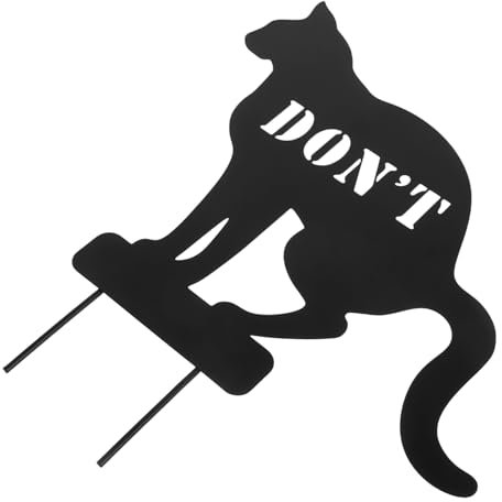 Toddmomy Warnslogan Katzen-Denkmal Katzengras falsche Katze Hundezeichen Hund pinkelt Gras katzentoiletten katzentoillette ziernieten Kein Poop-Hinweisschild Indikatoreinsatz Eisen Black