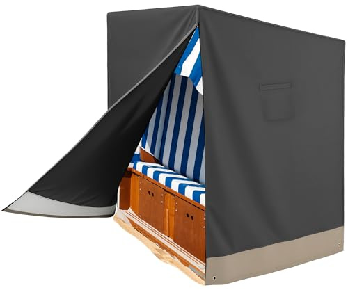 Shield Outdoor Covers Strandkorb Schutzhülle Winterfest, 420D Oxford wasserdicht strandkorbhülle mit Reißverschluss,Winterfest UV Beständig Reißfest Abdichtung für strandkörbe Hülle 165x100x140/165cm