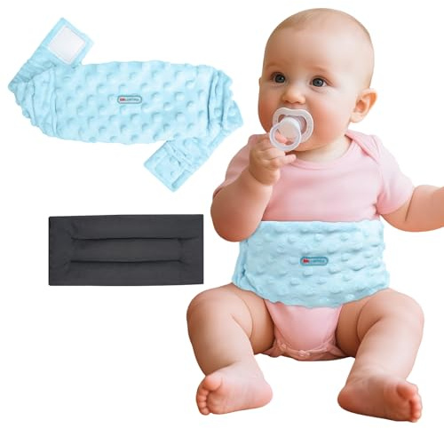 Colic and Gas Relief for Newborns and Infants, Flaxseed Heated Tummy Wrap - Microwaveable Baby Heating Pad with Soothing Warmth, Natural Relief for Gas and Upset Stomach, Bule