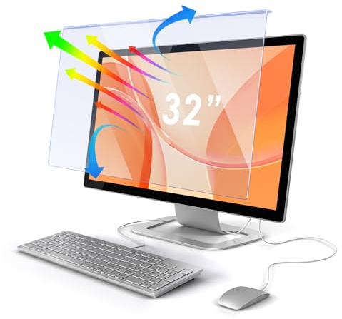 Qoosea 32 Pollici Protezione dello Schermo per Monitor di Computer Che Blocca la Luce Blu Protezione UV Antiriflesso Universale 730x440mm per Il Lavoro e Il Gioco Prolungati(32 16:9)
