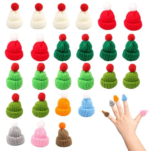 30Stück Mini Weihnachtsmütze,Kleine Weihnachtsmützen für Flaschen Deko,Wichtelmützen zum Basteln,Mini Mützen,Christmas Mütze,Strickmützen,Nikolausmütze,Flaschenmütze Weihnachten für Tischdeko Geschenk