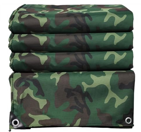 450g/m² Camouflage Tarpaulin Sheet, Heavy Duty Tarp Cover Sheet with Grommets Caravan Camping Rainproof Canopy Tent - Anti Freezing/Rainproof/Windproof(1x3m)