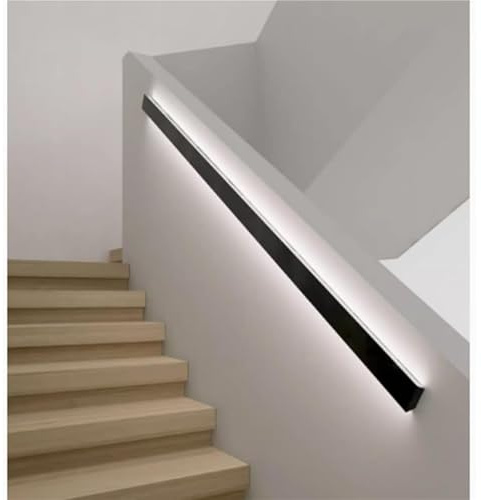Motion Sensor Led Lighted Handrail, Wallmounted Indoor Stair Handrails, Handrail Railings with Led Light for Outdoor Stairs Porch Entrance, Slzmnx, Warm Light, 280cm/110in