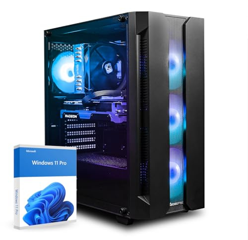 dcl24 AMD Gamer PC Ryzen 7 5700X, RX9070 16GB - 1000GB SSD, 32GB DDR4, High End Computer mit 8x4.1 GHz, Tower Computer mit WLAN, Gaming PC mit Windows 11 Pro [20369]
