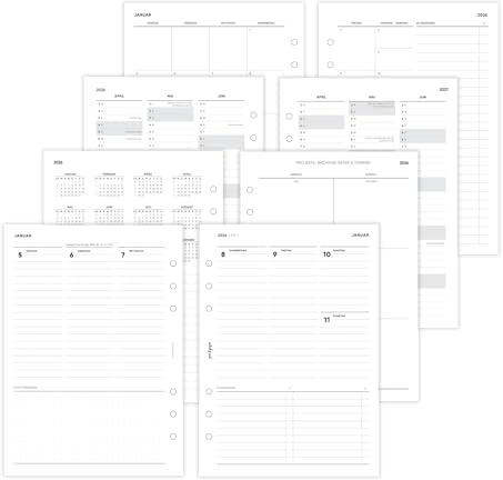 pen & pages® Kalender 2026 Spalten + ToDo 1 Woche auf 2 Seiten DIN A5 Kalendereinlage für Ringbuch mit Monatsübersicht Jahresübersicht DACH Feiertagen 6 fach Lochung (All-in-One)