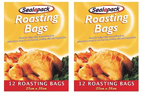 Roasting Bags for Ovens and Microwaves Perfect Flavour Seal Cooking Bags for Roasting Chicken Fish Meat Turkey and Vegetables Medium Size (24)