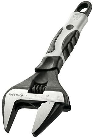 Barpre Adjustable Spanner Wide Jaw 6 Inch (160mm) - Short Handle Plumbing Wrench with 35mm Large Opening - Stubby Bathroom Sink Spanner Tool for Tight Spaces, Soft Grip