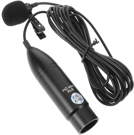 Xlr Three Pin Lavalier Microphone for Live Broadcast Speeches 48v | Black Metal Build, Cardioid Directivity, Plug and Play Design, Lightweight Wearable Clip for Audio Enthusiasts
