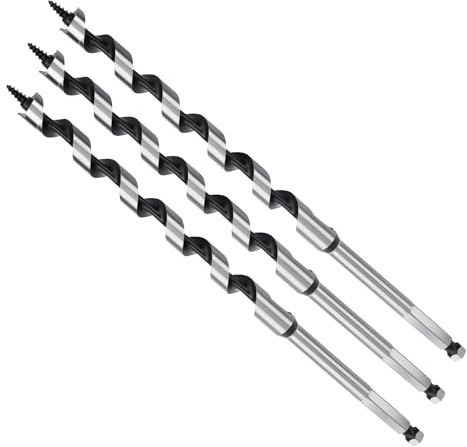 MOXPIFY 3pcs 13mm Wood Auger Drill Bits 230mm Long, Timber Drill Bits | Hex Shank, Extra Long Wood Drill Bits For Woodworking (3pcs x 13mm x 230mm)