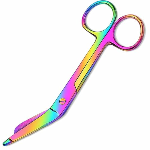 Rainbow Lister Bandage Scissors, 5.5 Inch, Stainless Steel, Multi Colour, First Aid, Tensionrite Clip