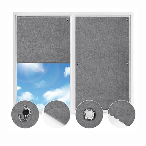 Tende a Rullo Oscurante 38x75 cm, con Ventosa, Tessuto Cotone e Lino | Tenda Oscurante Termica, Non Richiede Forature, Non si Sgualcisce Facilmente, Adatto per Camere da Letto Camerette