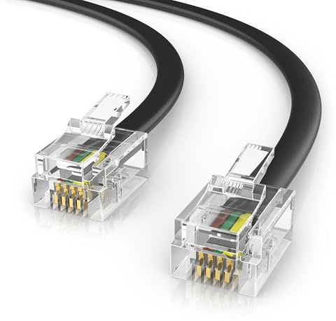CSL - 0.5m Telefonkabel - RJ11 auf RJ11 - RJ11 Modularkabel 6P4C Westernkabel - 2x RJ11 Stecker mit Flachkabel für Telefondose Modem Router Fax ISDN DSL VDSL Internet Schwarz