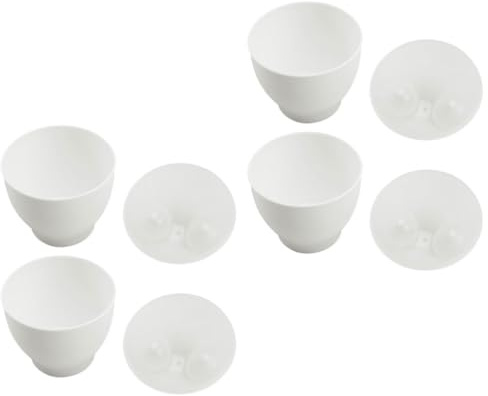 JEWEDECO Cuociuova Mantiene L'umidità per Microonde in Pp Bianco Set 4 Pezzi Accessorio da Cucina per Cottura a Vapore per Preparazione Colazione Nutriente