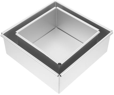 COMPUKAS Set 2 Stampi per Dolci Quadrati in Lega di Alluminio Fondo Removibile, Antiaderenti e Durevoli, per Pasticcerie e Ristoranti