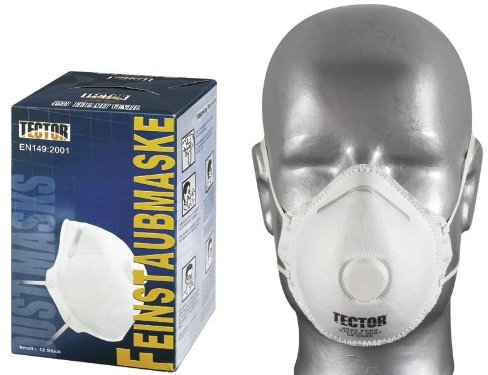 TECTOR 4233 FFP 2 respirator fine dust mask with valve EN 149, P2, 12 pieces, white, universal