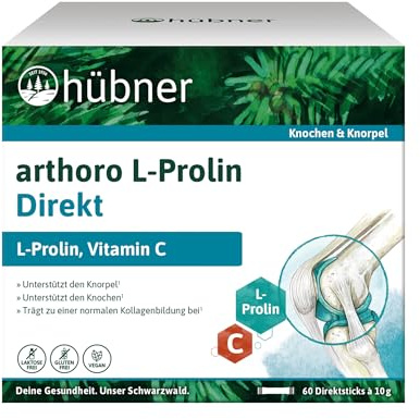 Hübner Arthoro L-Prolin Direkt | Kollagenunterstützung | Mit Vitamin C | 60 Sticks