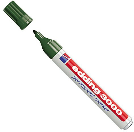 Edding 3000 Permanentmarker, Rundspitze ca. 1,5 - 3 mm (1 Stück, Olivgrün)