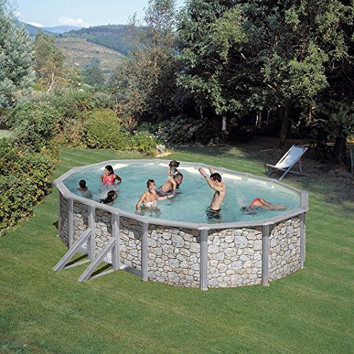 Gartenwelt Riegelsberger Pool-Set Feeling oval 610x375x120 cm Steinoptik