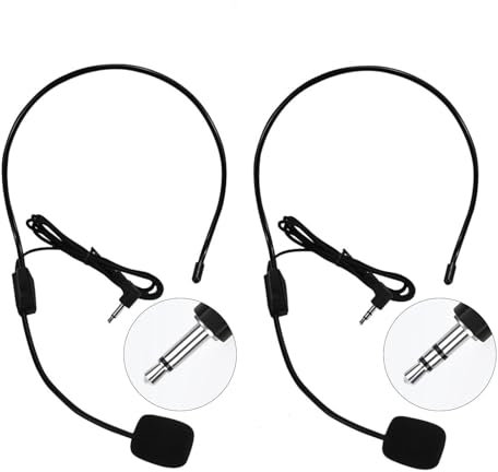 HUACAM YYPJ02 Condensador Headset Micrófono, Boom Wired Flexible (estándar de 3,5 mm Conector Jack) para la Correa Paquete Sistemas de micrófonos (2 x Auricular con micrófono)