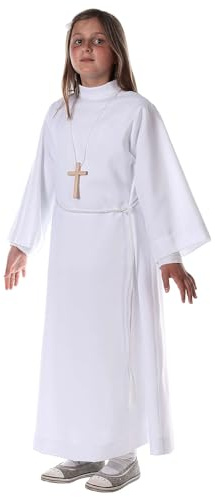 Holyart Abiti Prima Comunione: Abito Prima Comunione Unisex Bianco, 135 cm (53 INC.)