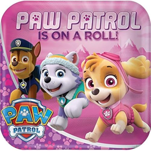 amscan Eckige Pappteller Paw Patrol for Girls 8er Pack