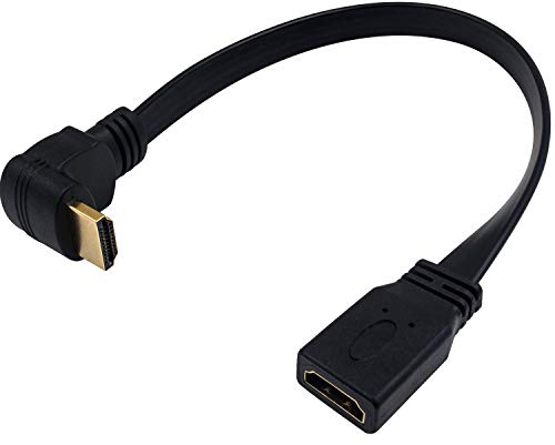 Maxhood HDMI Extension Cable 30cm, Gold Plated High Speed Upward Angle Flat HDMI Male to Female Extension Cable Short Support 4K 3840x2160@60hz Resolution (Flat F/M Up)