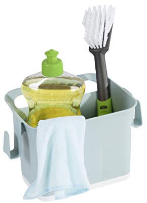 axentia Caddy Ordnungshelfer Spüle Spülbecken-Organizer für die Küche, Kunststoff, grau/weiß, ca. 22 x 13 x 14 cm