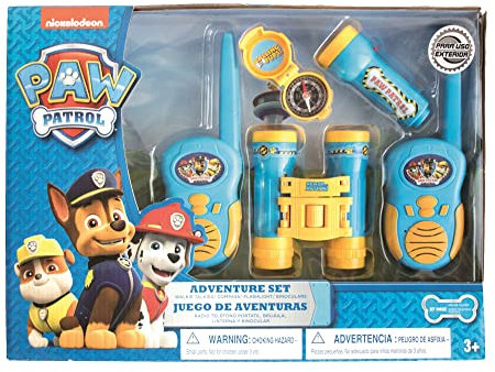 Joy Toy - Paw Patrol Adventure Set 5 TLG. - Walkie Talkies, Fernglas, Kompass und Taschenlampe (Batterien Nicht enthalten) in Geschenkpackung - 38,6x5,5x28,7 cm