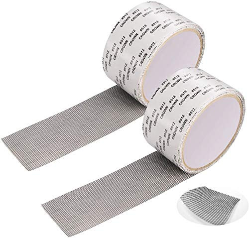 Annhao 2 PCS Nastro per Riparare Zanzariere Nastro Adesivo in Fibra di Vetro per Finestre Insetto, 5cm x 200cm (Grigio)