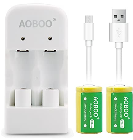 CR2 3V 300mAh Akku 2 Stück mit USB Ladegerät für CR2 3 Volt CR15H270 CR15266 CR15270 CR15270 (CR2 3V Ladegerät (2 Batterien))