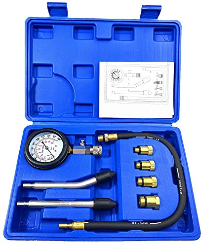 DHA Kompressionstester Kompressionsprüfer Kompressionsmesser Messgerät Benzin Motor mit 4 Adapter M10 M12 M14 M18 Kfz Motorrad 300PSI