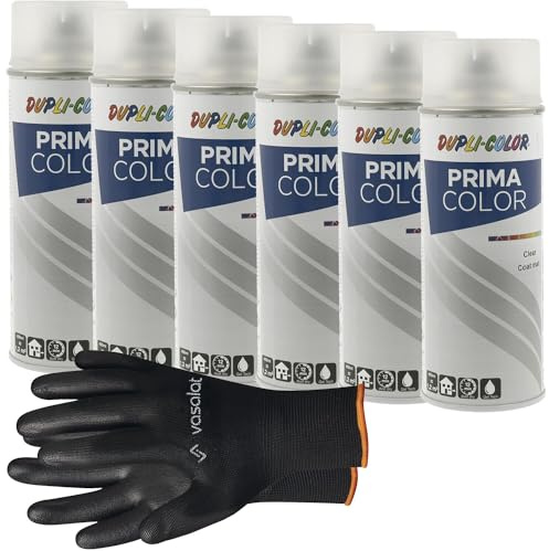 vasalat Dupli-Color Klarlack Spray matt - Sprühlack klar für Metall, Kunststoff und Holz - wetterfeste Sprühfarbe für den Innen- und Außenbereich UV -beständig, 6 Stück