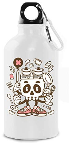 Cooking Skull Gas Stovetop Home Cook Graphic Tourist Water Bottle