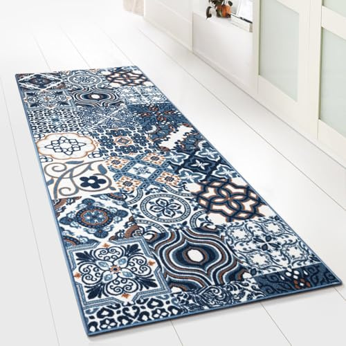 Floordirekt Teppichläufer Newport | Feinschlingen Teppich mit Muster | Läufer für Küche, Flur & Wohnraum | Modernes Design (80 x 500 cm)