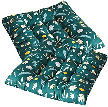 Chickwing Cojines para Silla con Correas de Sujeción, Fruta Estampado Pack 2 Cojín Decorativo de Asiento Cojines Acolchados de sillas para Terraza Jardín Sala Balcón (40x40cm,Lago Verde)
