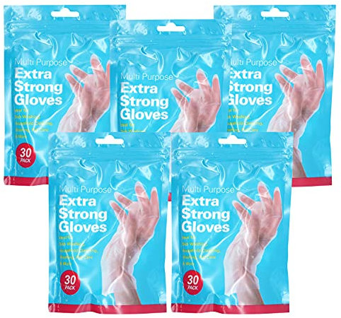 SRV Hub® - 150 guanti multiuso, senza polvere, usa e getta, extra resistenti, perfetti per l'uso quotidiano in cucina, bagno e garage