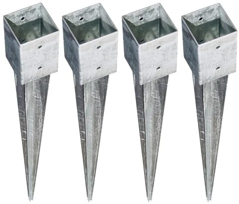 4x Presa di Terra Manica Dell'Impatto Della 9x9x90cm Vettore di Impatto Manicotto Post Zincato