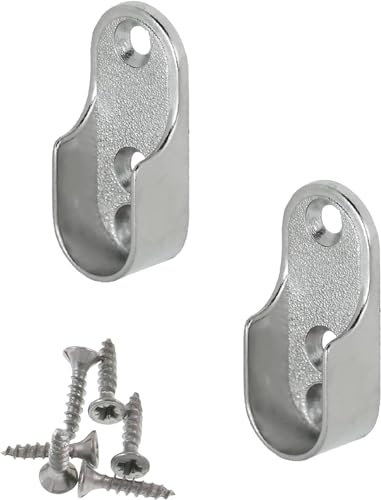 Gedotec 4x Schrankrohrlager oval Halterung für Kleiderstange Schrank | 30 x 15 mm | OVA | Metall Kleiderstangenhalter für Ovalstange | Stahl vernickelt massiv