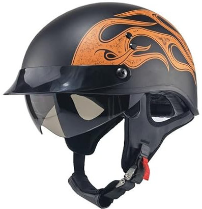 Halbschalenhelm Halbhelme Motorradhelm Mit ECE Genehmigt Brain-Cap Halbschale Roller-Helm Scooter-Helm Chopper Helm Jet-Helm Helm Halbschale Retro FüR Erwachsene Herren Damen A,M
