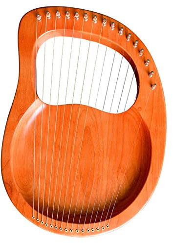DKULMN Handgefertigte Schoßharfe, 21-saitige Leierharfe für Erwachsene, Instrumentenkit, tragbare kleine Harfenleier mit Stimmplektrum, Musikbuch, Metallsaite