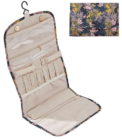 Periea 'Cleo' Organisateur de Bijoux en Rouleau de Voyage – Boucles d’oreilles portables, Collier et Bagues Protecteur de Pochette (Toucan, Grand)