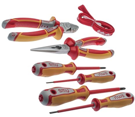 NWS Combined tool set VDE, 6 pieces, side cutters VDE 160 mm, telephone pliers VDE 205 mm, 2 x slotted screwdrivers VDE, 2 x cross screwdrivers VDE, item no. 756