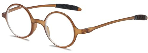 ABETOS Lesebrille Rund Klein Herren Damen Retro Lesebrillen TR90 Flexibel Leicht Vollrandbrille Mini Vintage Computer Sehhilfe Lesehilfe