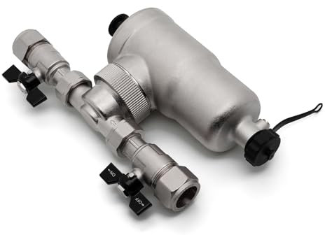 VANCOCO Magnetic Boiler Filter 22mm Brass Magnetic Filter for Central Heating Magnetic System Brass 9000Gauss Sludge Removal Capture Rust and Other Debris